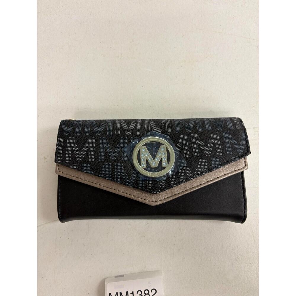 MKF Collection Signature Milan Envelop Wallet by Mia K. Black Wristlet New